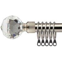 New Edge Blinds 16-19mm Cristalla Extendable Durable Metal Curtain Pole Set in Silver | Size: 170 cm - 300 cm