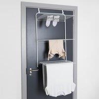 OHS Over The Door Tiered Foldable Drying Rack Towel Storage Organiser Rail Hanger in White
