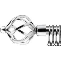New Edge Blinds 16-19mm Cage Extendable Durable Metal Curtain Pole Set in Metallic Silver | Size: 170 cm - 300 cm