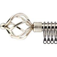 New Edge Blinds 16-19mm Cage Extendable Durable Metal Curtain Pole Set in Silver | Size: 170 cm - 300 cm