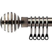 New Edge Blinds 16-19mm Geneva Extendable Durable Metal Curtain Pole Set in Charcoal | Size: 120 cm - 210 cm
