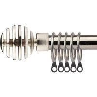 New Edge Blinds 16-19mm Geneva Extendable Durable Metal Curtain Pole Set in Silver | Size: 120 cm - 210 cm