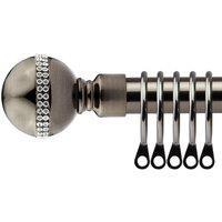 New Edge Blinds 16-19mm Bejeweled Extendable Durable Metal Curtain Pole Set in Jet Black | Size: 170 cm - 300 cm