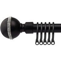 New Edge Blinds 16-19mm Bejeweled Extendable Durable Metal Curtain Pole Set in Charcoal | Size: 120 cm - 210 cm