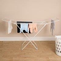 OHS 18M Stainless Steel Foldable Drying Airer Clothes Horse Indoor Winged Organiser in White