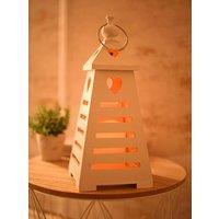 Marco Paul White Wooden Lantern Heart LED Battery Candle Holder Pyramid Home Decoration