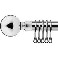 New Edge Blinds 16-19mm Sphere Extendable Durable Metal Curtain Pole Set in Metallic Silver | Size: 120 cm - 210 cm