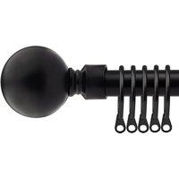 New Edge Blinds 16-19mm Sphere Extendable Durable Metal Curtain Pole Set in Jet Black | Size: 120 cm - 210 cm