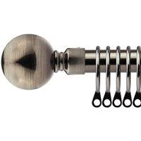 New Edge Blinds 16-19mm Sphere Extendable Durable Metal Curtain Pole Set in Charcoal | Size: 170 cm - 300 cm
