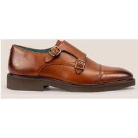 Oswin Hyde Men's Garson Leather Monk Strap Shoes in Tan | Size: 9