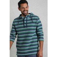 Weird Fish Men's Payson Button Neck Striped Macaroni Hoodie in Bright Blue | Size: Large