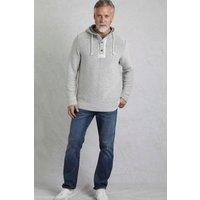 Weird Fish Men's Bakersfield Button Neck Macaroni Hoodie in Ecru | Size: 2XL