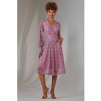 Jolie Moi Women's Long Sleeve Lace Print Midi Dress in Light Pink | Size: 10