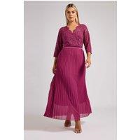 Yours Women's Lace Wrap Pleated Maxi Dress in Pink | Size: 20