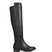XY London Women's 'Charleigh' Flat Elasticated Over The Knee Boots in Black | Size: 4