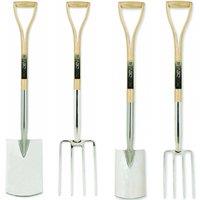 Pegdev Perennial Stainless Steel Garden Tool Set - Spades & Forks in Light Oak