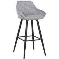 netfurniture Vulune Bar Stool Matt Velvet Seat - Grey