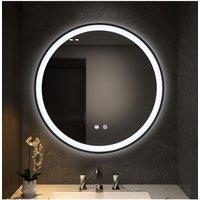 Living and Home 60cm Black Round LED Bathroom Wall Mirror - Touch Control, Demister & Adjustable Colour Temperature