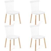 Costway Set of 4 Windsor Dining Chairs Kitchen Armless Side Chairs-White in White