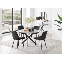 FurnitureboxUK Novara Grey Concrete Effect Black Leg 120cm Round Dining Table & 4 Pesaro Black Leg Chairs
