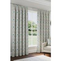 Enhanced Living 100% Blackout Floral Thermal Energy Saving Pair of Curtains with Tape Top Header - Blue | Size: 229 cm width x 229 cm drop