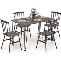 Gymax 5PCS Dining Table Set Kitchen Table & 4-Chair Metal Frame Space-Saving in Light Oak