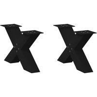 Berkfield Home Coffee Table Legs X-Shaped 2 pcs Black 60x(30-31) cm Steel