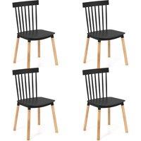 Costway Set of 4 Windsor Dining Chairs Kitchen Armless Side Chairs-Black in Black