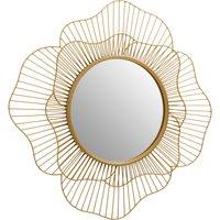 Orsina Elegant Flower Wall Mirror, 3D Metal Frame Slim Mirror, Round Shaped Wall Mirror, Compact Lounge Mirror in Gold
