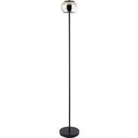 Happy Homewares Modern LED Floor Lamp in Matte Black with Smoked Glass Shade & Foot Switch
