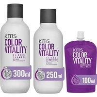 KMS Color Vitality Blonde Shampoo 300ml, Blonde Conditioner 250ml & Intense Gloss Treatment 100ml in Clear