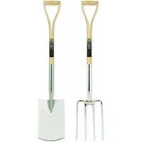 Premium Stainless Steel Garden Spade & Fork Set with Ash Handles