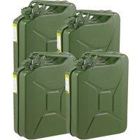Pegdev 20L Heavy Duty Jerry Cans UN Certified Portable Fuel Container Pack of 4 in Dark Green