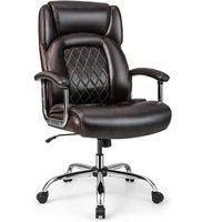 Costway 227kg Leather Office Chair Adjustable Big & Tall Executive Chair-Coffee in Brown