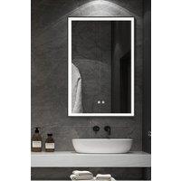 Living and Home 5070cm Black LED Rectangular Bathroom Wall Mirror - Front LED Lighting, Anti-Fog, Touch Control & 3-Colour Dimming