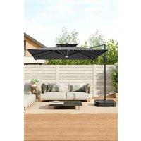3M Large LED Outdoor Cantilever Parasol with Plastic Base