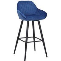 netfurniture Vulune Bar Stool Matt Velvet Seat - Blue