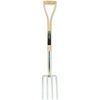 Pegdev Stainless Steel Border Fork with YD Ash Handle for Yard Maintenance in Light Oak