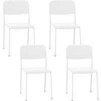 Gymax 4PCS Dining Chairs Stackable Kitchen Chairs Tilted Backrest Metal Legs in White
