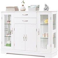 Costway Kitchen Buffet Server Sideboard Wooden Storage Cupboard Cabinet-White in White
