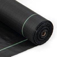 Costway Garden Weed Barrier Fabric 50M x 1M PP Weed Control Fabric w/Guide Line in Black