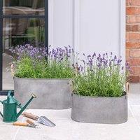 Ivyline Outdoor Galvanised Rope Handle Trough Set of Two in Silver