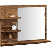 Berkfield Home Bathroom Mirror Cabinet Old Wood 60x10.5x45 cm in Brown
