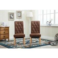 MCC Direct Set of 2 Top Scroll High Back Fabric Dining Chairs in Brown