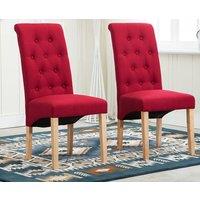 MCC Direct Set of 2 Top Scroll High Back Fabric Dining Chairs in Red