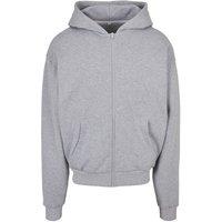 Build Your Brand Men's Ultra Heavyweight Full Zip Hoodie in Grey | Size: Large