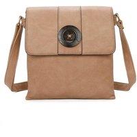 Fontanella Fashion Women's Danchu Button PU Messenger Bag in Beige