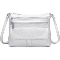Fontanella Fashion Women's Quadruple Zips PU Messenger Bag in Silver