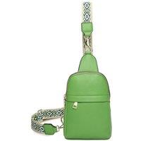 Fontanella Fashion Women's Rango PU Crossbody Sling Bag with Canvas Strap in Bright Green