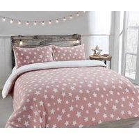 Velosso Teddy Stars Warm & Cosy Duvet Cover & Pillowcase Set in Pink | Size: Single
